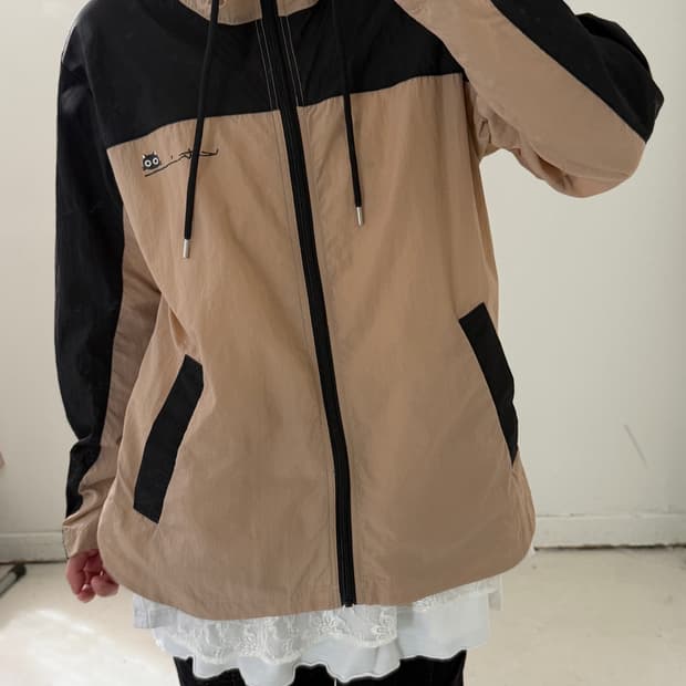 일본빈티지 고양이 바람막이 자켓