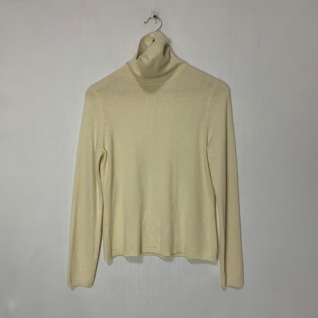 아이보리 터틀넥 니트 캐시미어 100 빈티지