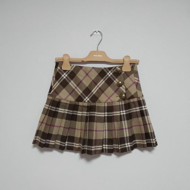 티니위니 빈티지 체크 스커트 모리걸 라떼갸루