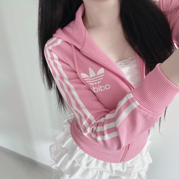 아디다스 핑크 후드 져지 후드플락