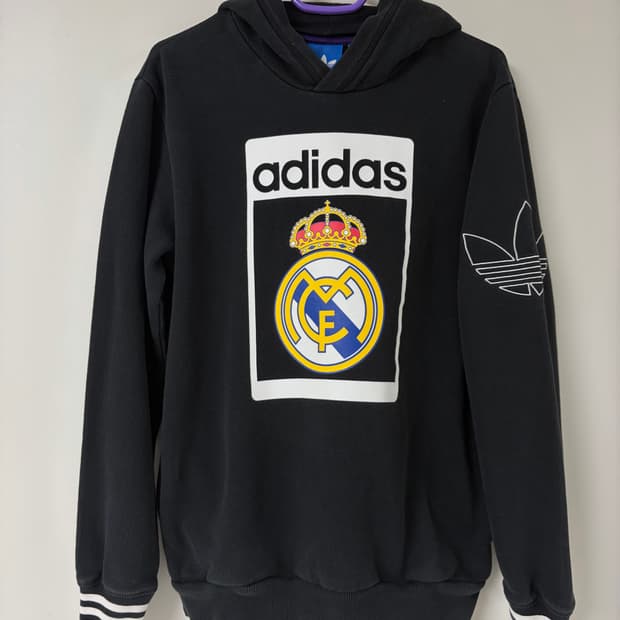 아디다스 레알마드리드 기모 후드 블랙 100
