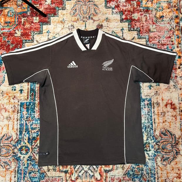 [L] 00s 아디다스 뉴질랜드 올블랙 럭비 반팔
