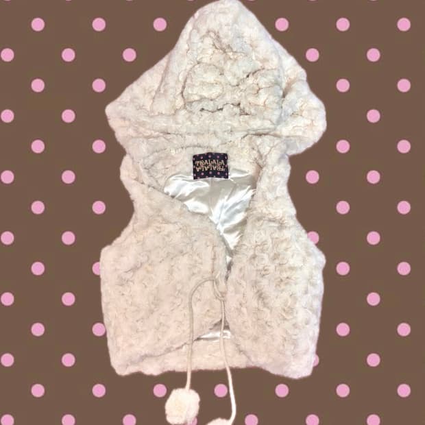 트랄라라 양털 폼폼이 빈티지 조끼 히메갸루 라떼갸루