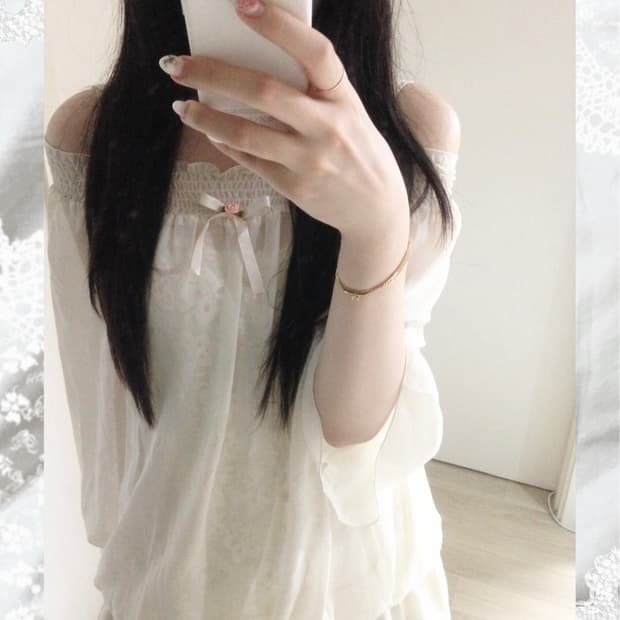 일본빈티지 텐시 리본 오프숄더 블라우스 히메 엔젤릭 모리걸 탑
