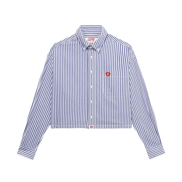베이프 정품 에이피 하트 스트라이프 크롭 셔츠 남방
