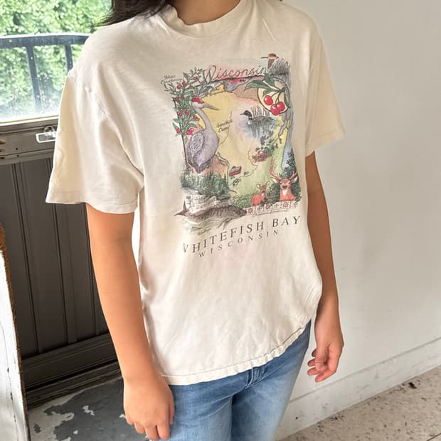 90s Hanes Whitefish Bay 위스콘신 빈티지 프린팅