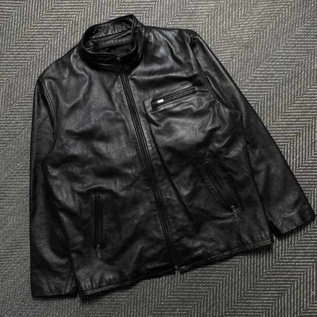 90s 마이크 클로딩 아카이브 램스킨 레더 가죽 라이더 자켓 y 5860