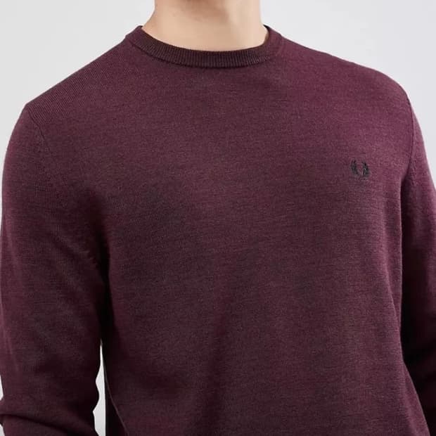프레드페리 버건디 메리노 울 스웨터