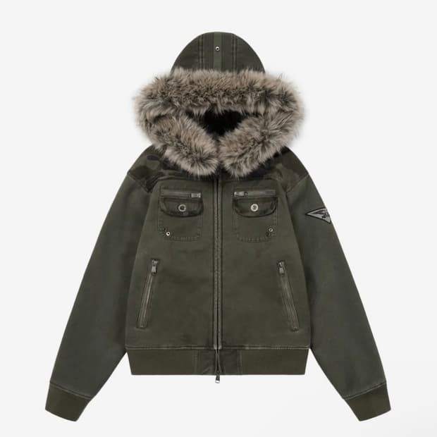 아캄 Fur Camo Contrast Jacket