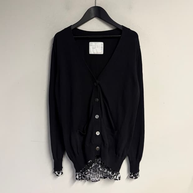 SACAI leopard layered cardigan 