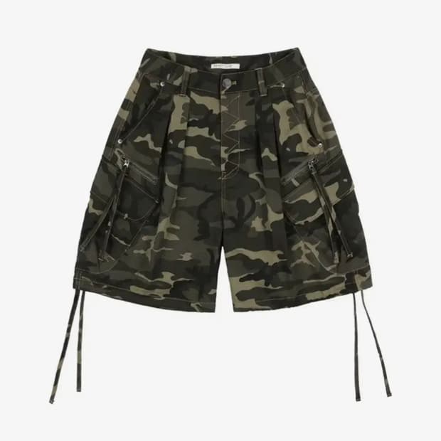 스컬프터 카고 레터링 버큐다 팬츠