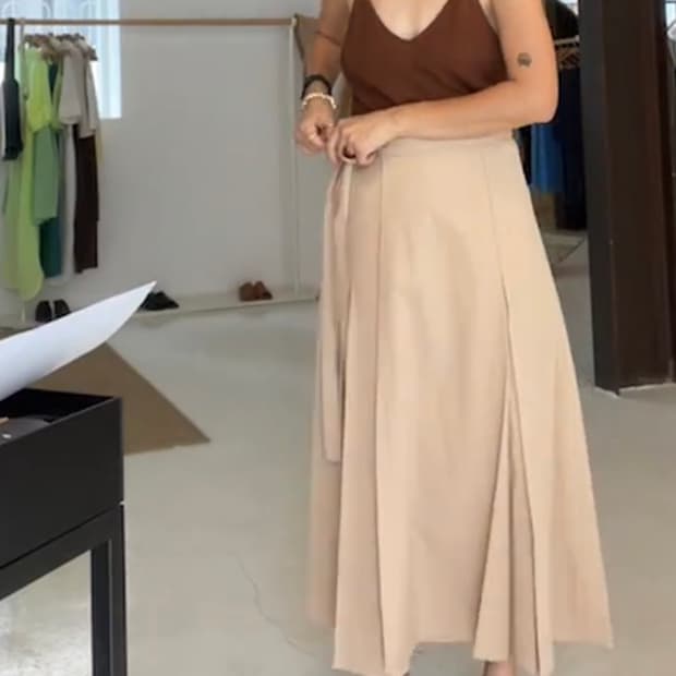 새상품)길트프리 면+린넨 혼방 스커트 BEIGE WRAP SKIRT 해