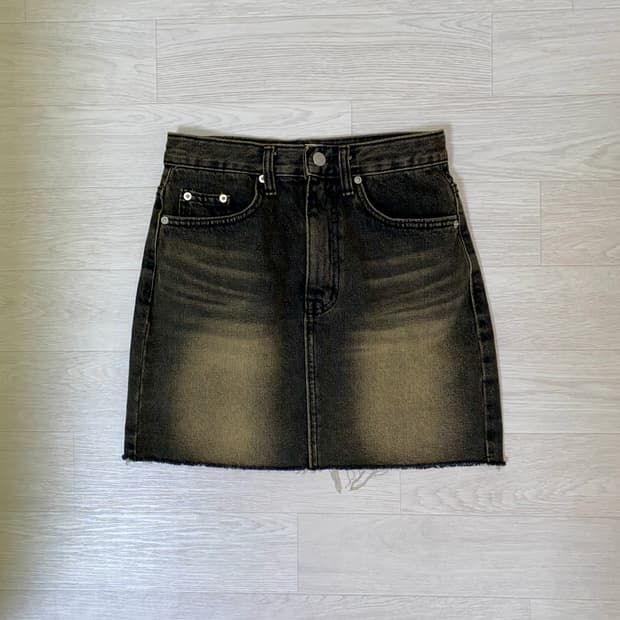 빈티지 워싱 데님 미니스커트