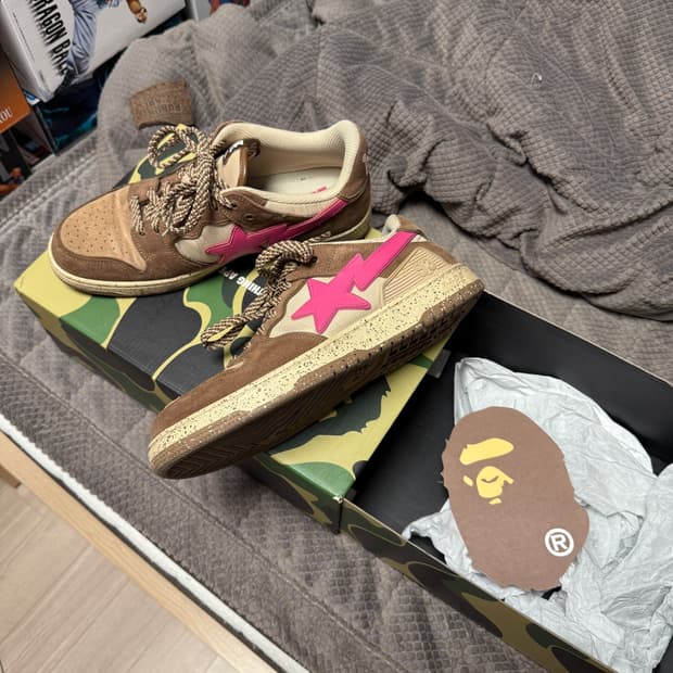 (초희귀)[280]Bape 베이프스타 SK8 #6 브라운 핑크