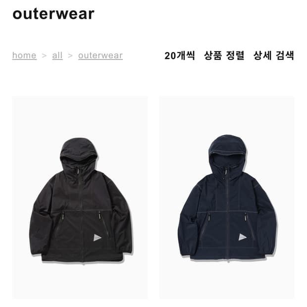 앤드원더 PERTEX wind jacket black wm 사이즈