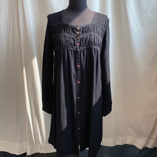 네이비 스퀘어넥 롱블라우스(M)