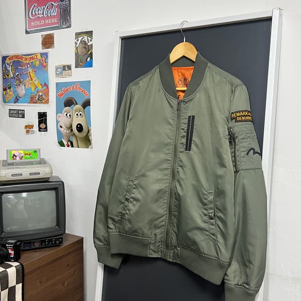 Evisu 에비수 올리브 카키 ma-1 항공자켓