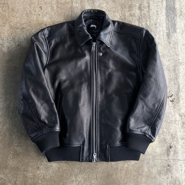 스투시 레더 플라이트 자켓