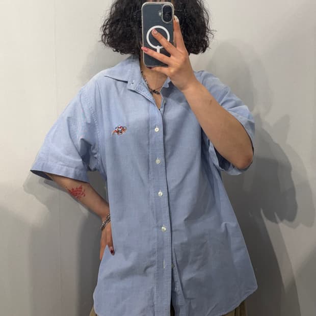 XL 폴로 랄프 로렌 빅로고 트리플포니 반팔 셔츠 스카이 블루
