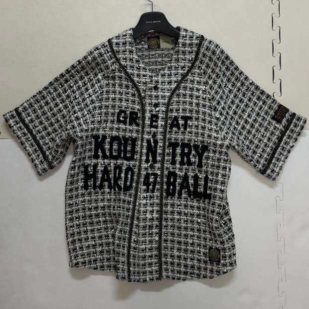 캐피탈 팬시 트위드 그레이트 컨트리 베이스볼 셔츠 화이트