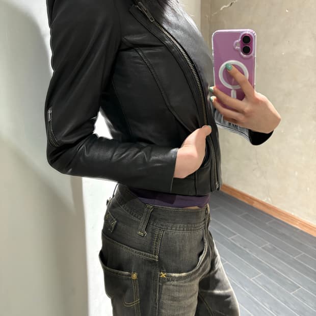 헬무트랭 사선 레더자켓