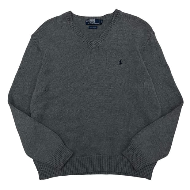 폴로 랄프로렌 네이비포니 딥그레이 브이 니트 M