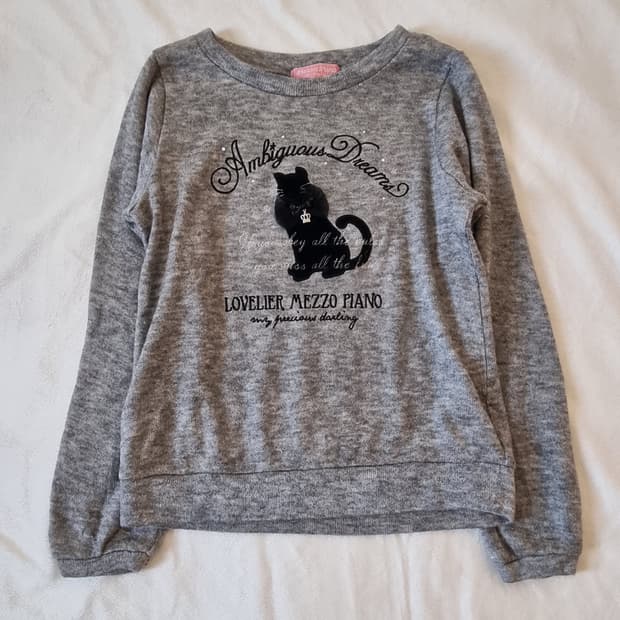 빈티지 메조피아노 모리걸 하구미 갸루 고양이 티셔츠