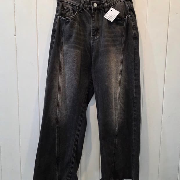 S-BIN 와이드 워싱 청바지