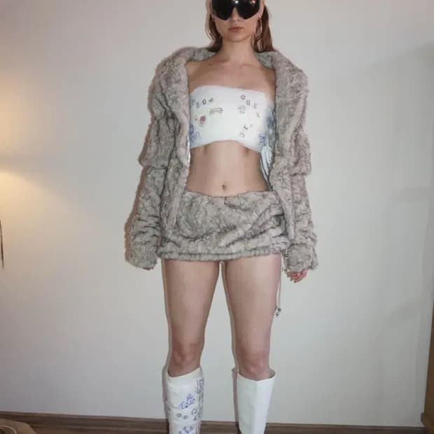 스컬프터 퍼 코르셋 자켓 Faux Fur Corset Jacket