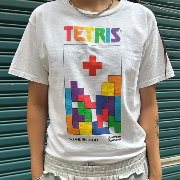 American Tetris print logo T-shirt