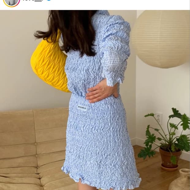 Miu Miu 미우미우 셋업 깅엄체크 셔츠스커트 셋업 피버착용