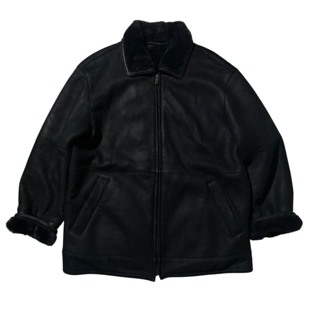 갤럭시 램스킨 시어링 싱글 무스탕 자켓 블랙