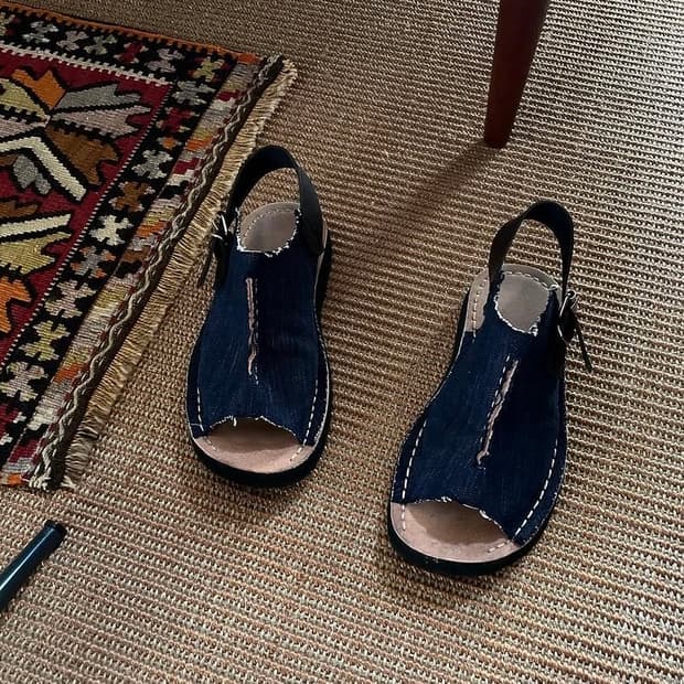 Quilp Denim / Leather Sandal