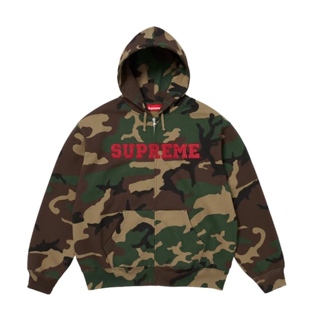 슈프림 컬리지에이트 아플리케 집업 카모 후드 XL 판매