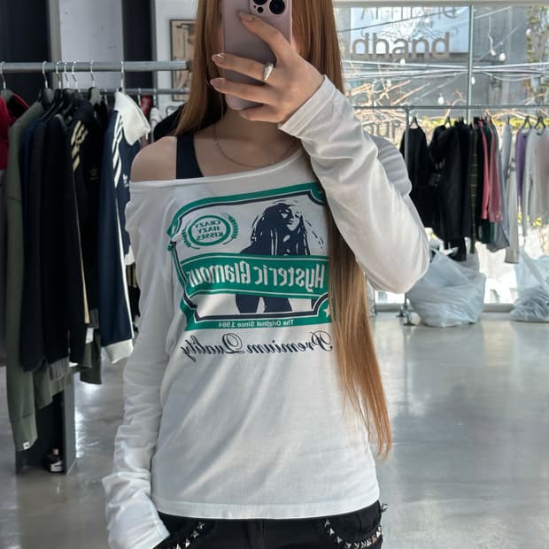 히스테릭글래머 히스걸Crazy hazy kisses 프린팅 롱슬리브