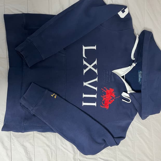 90s 폴로 랄프 로렌 LXVII 빅로고 럭비후드티 