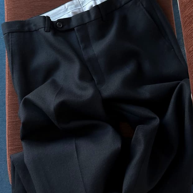 No tuck straight wool trousers