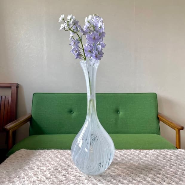 [빈티지 화병] 빈티지 화이트 블로운 글라스 화병