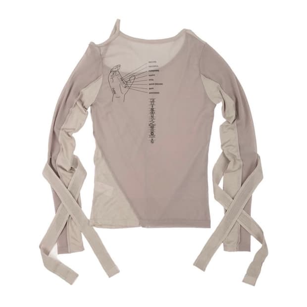 오호스 밴디드 메쉬 롱슬리브 브라운