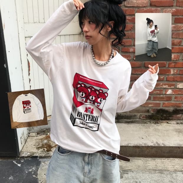 히스테릭글래머 말보루레드 퍽베어 오마주 롱슬리브 ( 레어 ) 