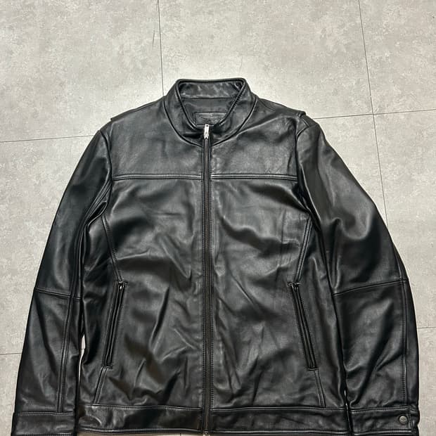 폴리스 블랙컬러 러쉬 램스킨 양가죽  레더자켓  105size  