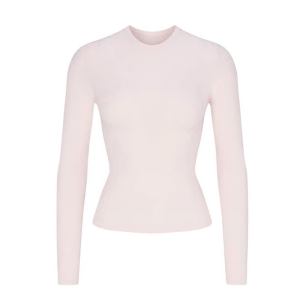 SKIMS 코튼 저지 롱슬리브 베얼리 핑크