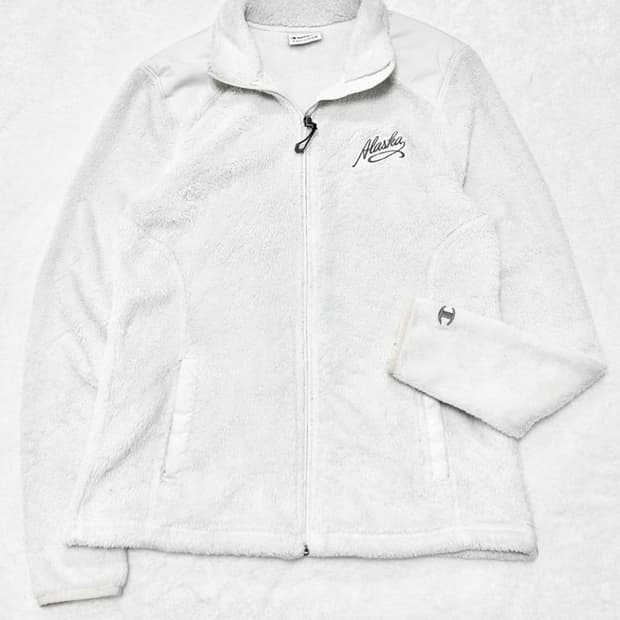 챔피온 자수 로고 화이트 후리스