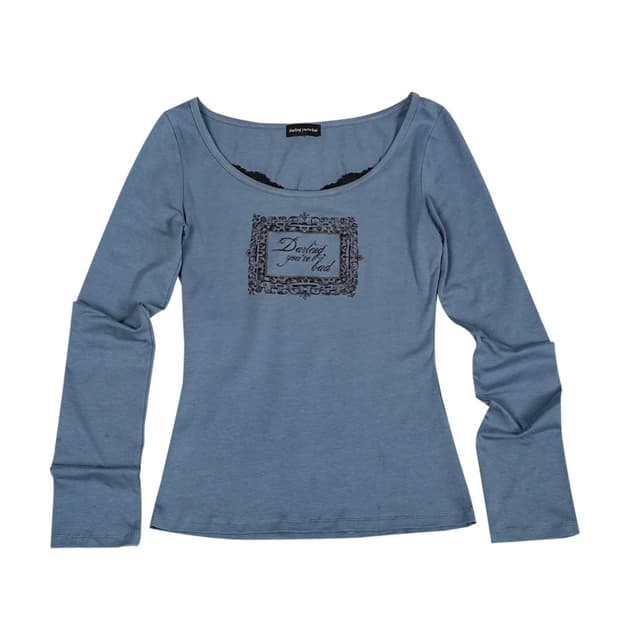 달링유어배드 LACE FRAME T-SHIRT #BLUE