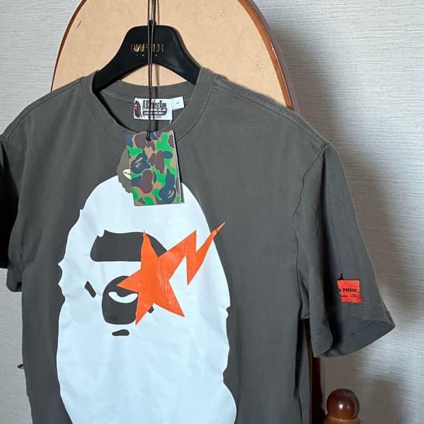 베이프 BAPE 차콜 반팔 티셔츠 L