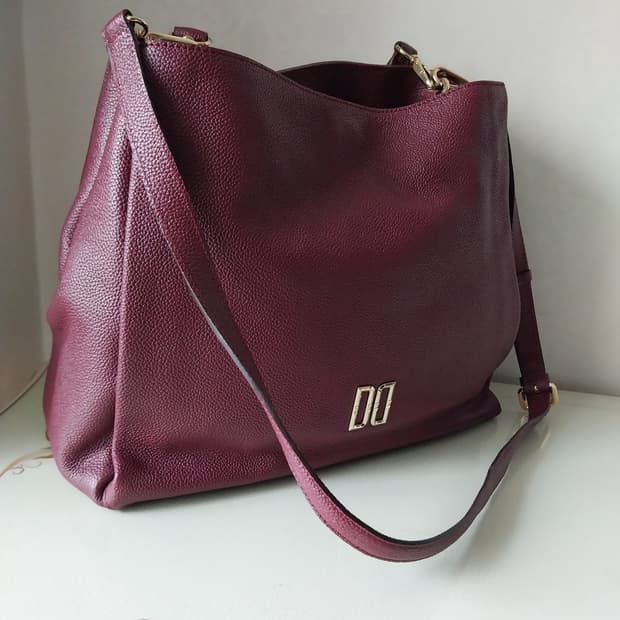 닥스 버건디 가죽 투웨이백