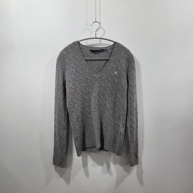 폴로랄프로렌 스포츠 우먼 램스울 케이블 브이넥 니트 M