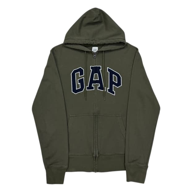 GAP 빈티지 스펠로고 후드집업 자켓 카키 S