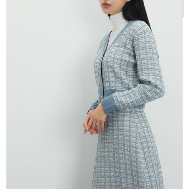 미쏘 트위드 가디건 MIWCKCT11T L 미쏘펄소라체크니트가디건