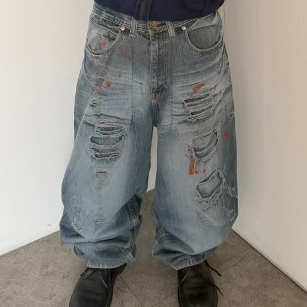 빈티지 데미지 디테일 힙합팬츠